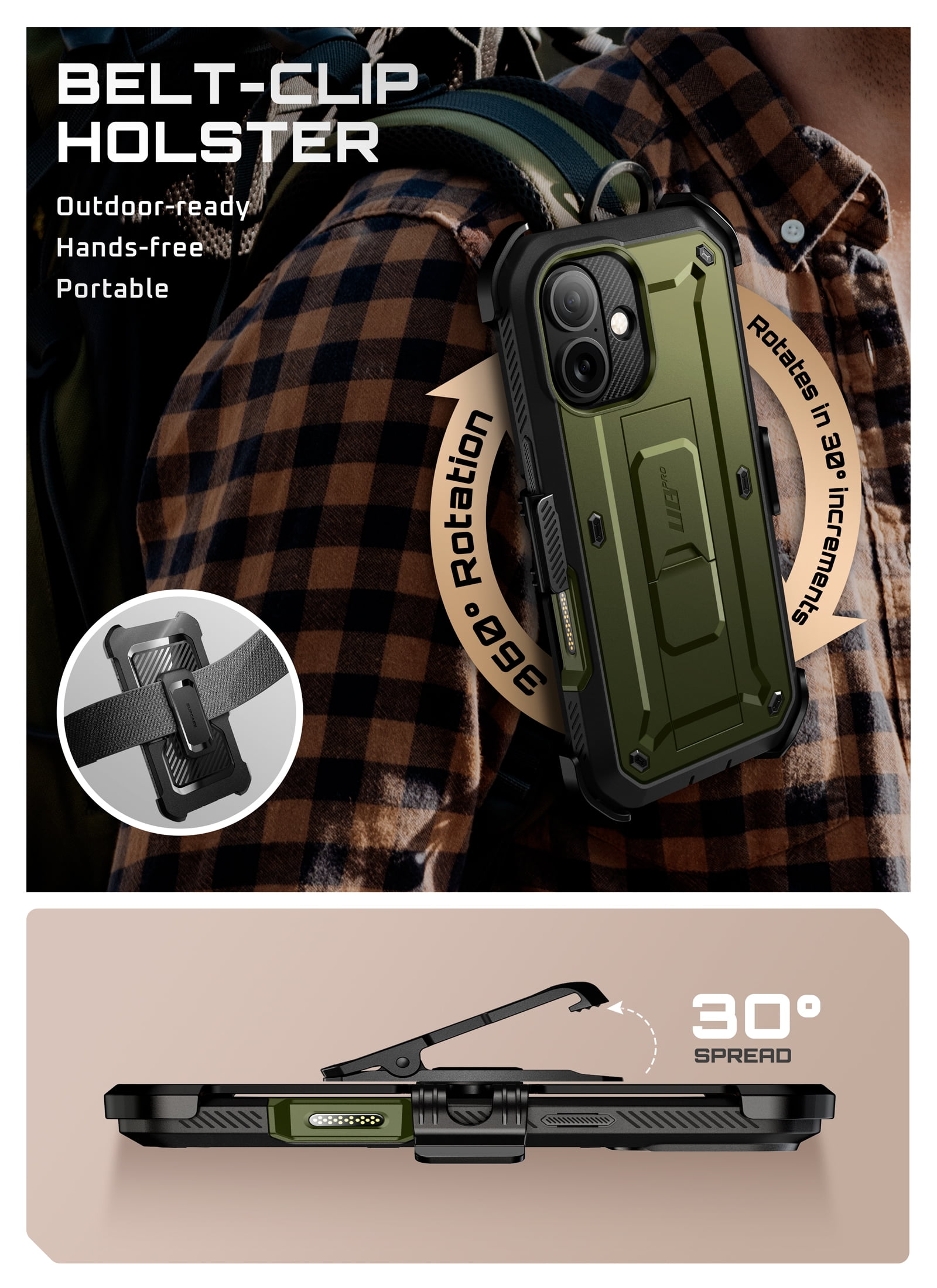 SUPCASE Unicorn Beetle Pro for Apple iPhone 17 6.3" 2025 Case, [Built-in Screen Protector &Stand &Camera Control Button &Holster] Military-Grade Protection 360 Shockproof Cover for iPhone 17, Guldan