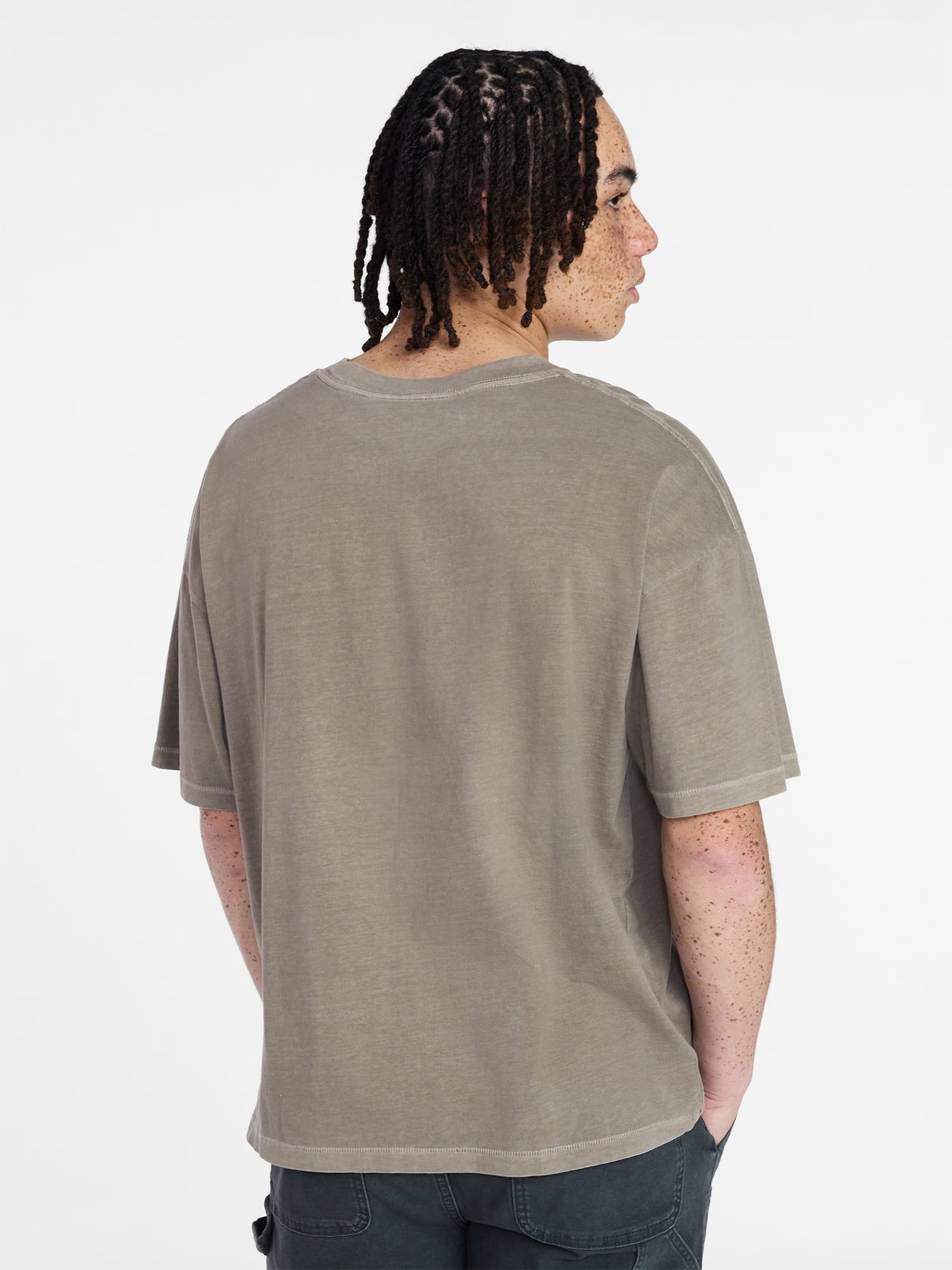 No Boundaries Men's Oversized Boxy Tee with Short Sleeves, XS-4XLT