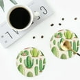 thumbnail image 4 of Naloa Cactus And Succulent Leather Coasters for Drinks, Durable Drink Coasters 4 Set for Tabletop Protection, Luxurious Home Décor and Housewarming Gift ( {designName})Round Shape, 4 of 6