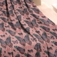 thumbnail image 3 of Pink Butterfly Pattern Blanket,Comfortable Soft Flannel Throw Blanket,All Season,Warm Lightweight Blankets for Sofa Bed Couch Living Room Chair,30"x40", 3 of 4