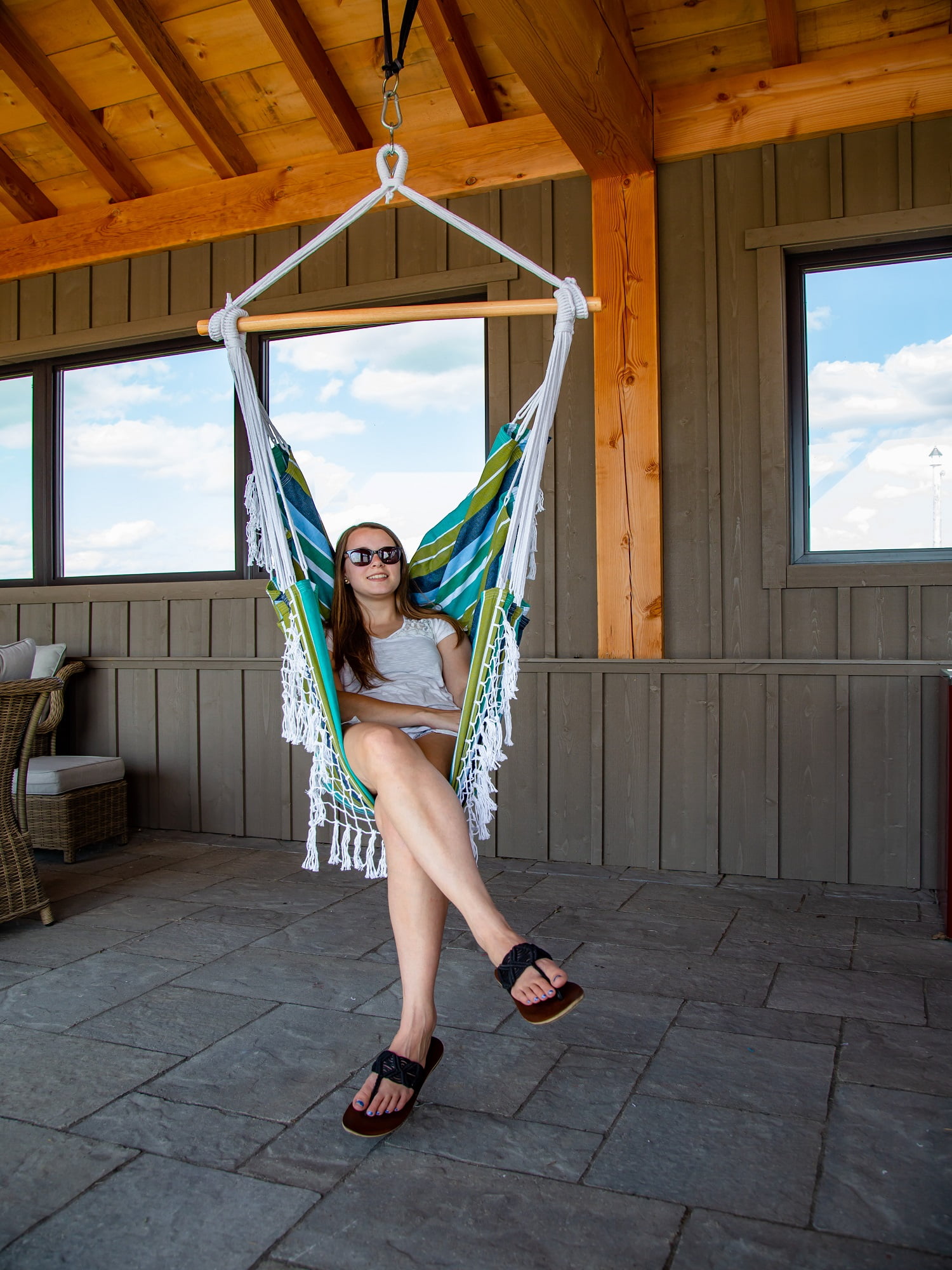 Vivere Brazilian Style Cotton Hammock Chair - Cayo Reef