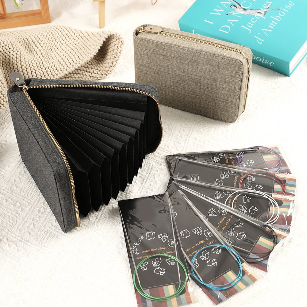 Vjnyvs Circular Needle Storage Bag Knitting Tool Bag Oxford Cloth Weaving Needles Storage Bag Crochet Sewing Accessories Kit Bag