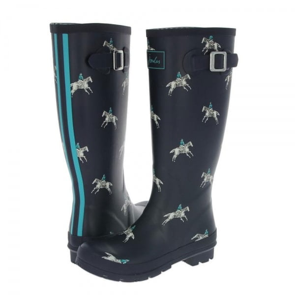 Joules JOULES WELLY PRINT WOMEN'S TALL RAIN BOOTS FRENCH NAVY HORSE