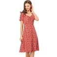 thumbnail image 1 of INSPIRE CHIC Robe Évasée Décontractée à Imprimé pour Femme, Manches Courtes, en Chiffon, Coupe Ajustée, 1 of 6