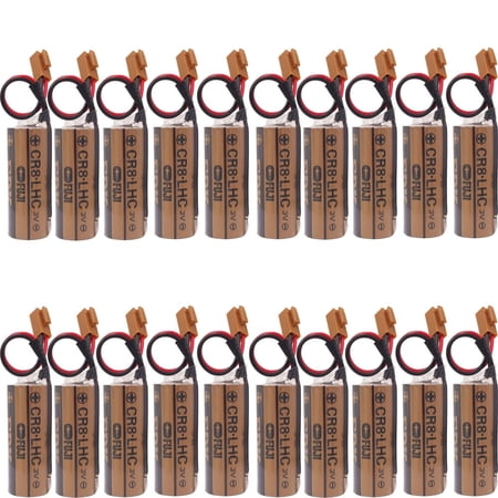 20X CR8.LHC 17450 Battery for Fanuc A98L-0031-0012 A02B-0200-K102 3V Backup Battery with Brown Plug