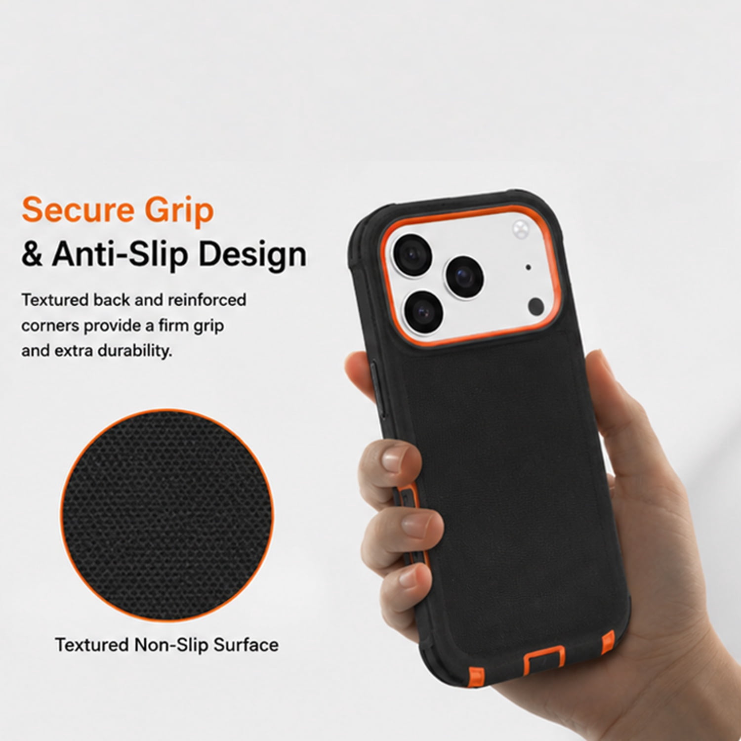 BLACK & ORANGE Heavy Duty Case for iPhone 17 Pro Max