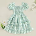 thumbnail image 2 of Wxirdiow Robe pour Adolescentes Robe Maxi à Manches Courtes Décontractée Vacances Robe d'Été pour Tout-Petites Vert Taille, 3-4 Ans, 2 of 6