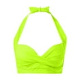 thumbnail image 4 of Hessimy Women Halter Bikini Top Push Up Swimsuit Top Retro Swim Top Twist Front Bathing Suit Top Only(Yellow,XXL), 4 of 5
