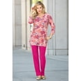 thumbnail image 2 of Roaman's Women's Plus Size Three-Quarter Sleeve Notch Neck Soft Knit Tunic, 2 of 6