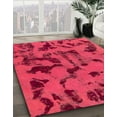 thumbnail image 3 of Ahgly Company Machine Washable Indoor Square Abstract Raspberry Red Area Rugs, 4' Square, 3 of 7