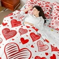 thumbnail image 4 of Castle Fairy Romantic Stripes Love Heart Twin Bedding Sets 7-Piece for Kids Teens Adults,Valentine's Day Festival Bedding Comforter Set Microfiber,Red White Breathable Sheet Sets, 4 of 8