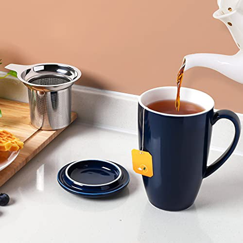 LOVECASA 16 OZ Tea Mug with Infuser and Lid, Tea Infuser Mug with Handle  Ceramic Mug with Filter for…See more LOVECASA 16 OZ Tea Mug with Infuser  and