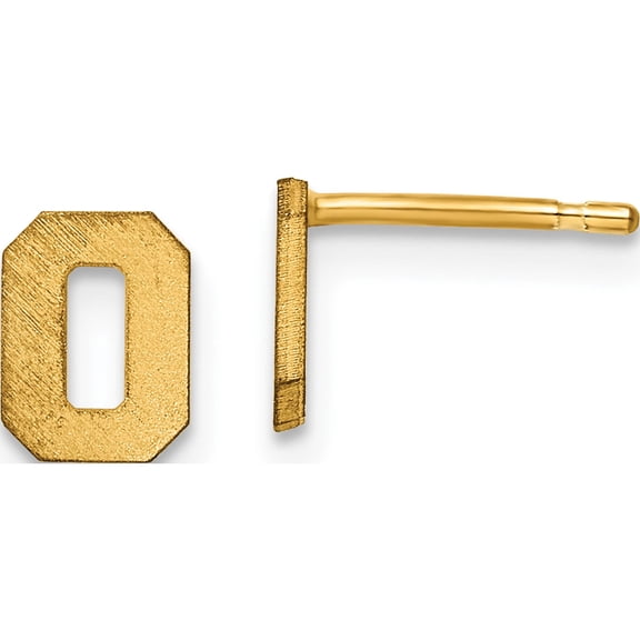 Ss/Gold Plated Sterling Silver Gold-Plated Brushed Letter O Initial Post Earrings Made In United States xne45gp/o