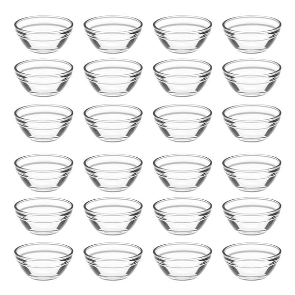 Glass Prep Bowls, 24Pcs, Transparent and Compact, Perfect for Kitchen Use and Entertaining