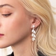 thumbnail image 6 of APSVO 18K White Gold Plated Drop Earrings for Women S925 Sterling Silver Post Hypoallergenic Dangle Earrings Prom Wedding Birthday Graduation Jewelry Gifts Teen Mom Bride Bridesmaid Girlfriend Wife, 6 of 7