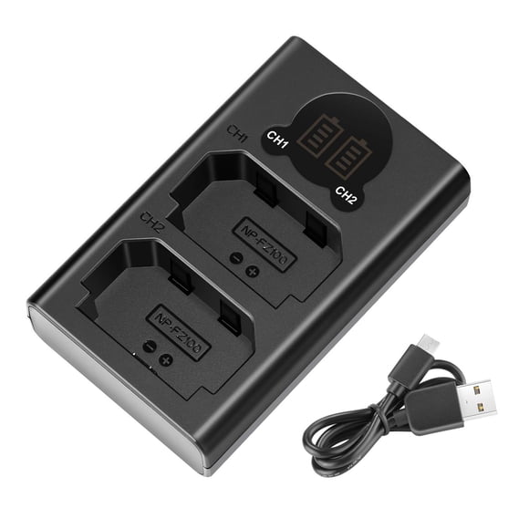 Cargador USB dual Neewer para batería Sony NP-FZ100 con pantalla LCD