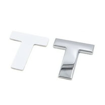 Silver Tone Metal T Letter Shaped Alphabet Sticker Emblem Badge Decals for Car
