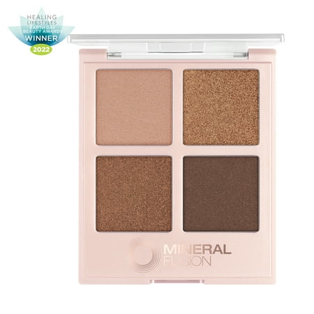 MINERAL FUSION Vegan Eye Shadow Palette, Soiree | 4 Blendable Shades in Matte, Satin, Shimmer