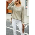 thumbnail image 2 of Contrast Half Button Down Sweater Beige Large, 2 of 4