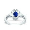 thumbnail image 3 of Halo Oval Infinity Shank Ring Blue Sapphire CZ 925 Sterling Silver Size 5, 3 of 6