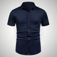 thumbnail image 1 of pstuiky camisetas de manga corta para hombre, Camisa informal de negocios de color liso con solapa y botones de manga corta para hombre camisas casuales para hombre xxl, 1 of 6