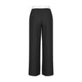 thumbnail image 3 of Olyvenn Women's Drawstring Wide Leg Pants, Colorblock Casual Loose High Waisted Beach Palazzo Pants with Pockets Black 12, 3 of 4