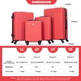 thumbnail image 2 of 4 Piece Luggage Set, ABS Hard Shell Suitcase Luggage Sets Double Wheels with TSA Lock, Red, 2 of 6