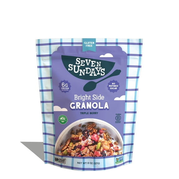 Seven Sundays Bright Side Triple Berry breakfast Granola, Gluten Free, 8 oz, 1 Bag
