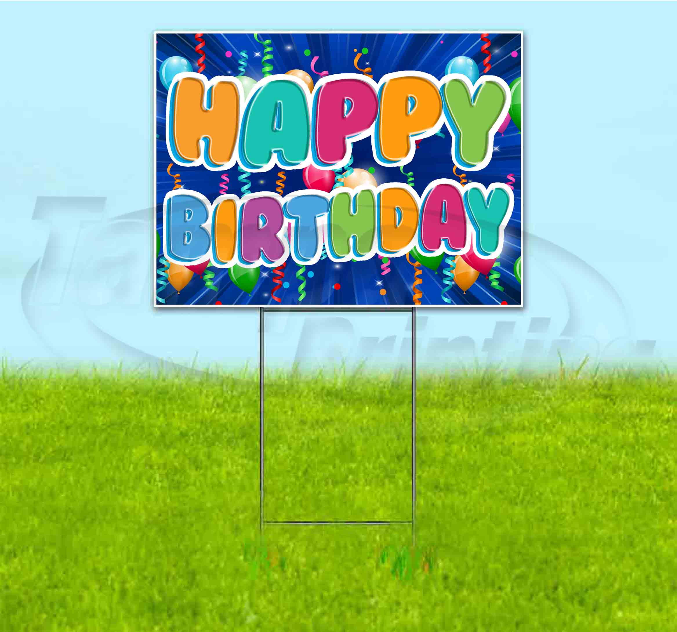 Happy Birthday Balloons (18"x24") Corrugated Plastic Yard Sign, Bandit