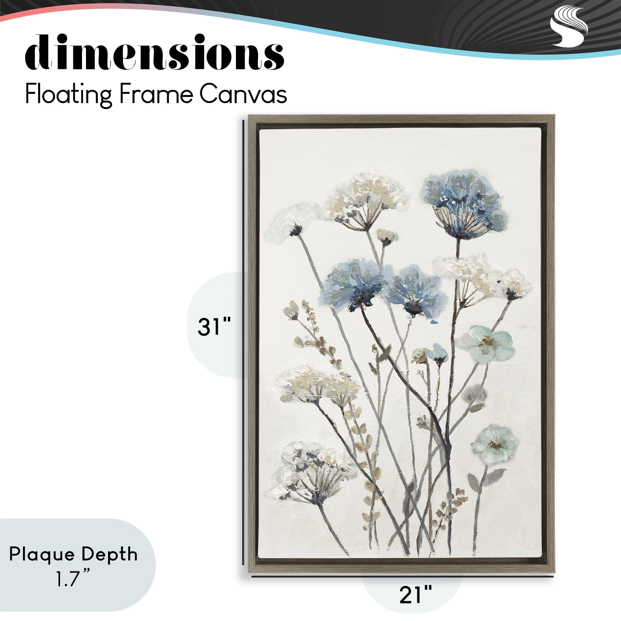 Stupell Industries Blue & Beige Garden Brown Framed Floater Canvas Wall Art, design by Patricia Pinto