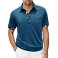 thumbnail image 2 of successthop Golf Shirts for Men with Pocket Casual Plus Size Collar Shirts Short Sleeve Workwear Solid Business Tops 2XL, 2 of 7