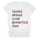 thumbnail image 4 of Camiseta patriótica para mujer del 4 de julio: estampado «Loves America Too», cuello redondo, top informal de verano - S-XXXL, 4 of 4