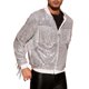 thumbnail image 4 of CHAQUETA VARSITY BRILLANTE INSPIRE CHIC PARA HOMBRE CON CREMALLERA, CHAQUETA DE BOMBER DE BEISBOL CON LENTEJUELAS BRILLANTES DE DISCO DE LOS 70, S PLATA, 4 of 5