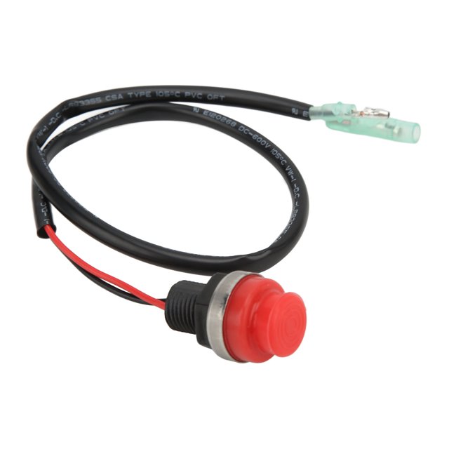 Interruptor De Parada De Motor De Emergencia, Botón De Parada De Arranque Fueraborda De Cable Rojo Resistente Al Desgaste De 45 Cm Redondo Sin Llave Para Yates Para Barcos