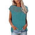 thumbnail image 1 of Mikilon Ensemble Élégant pour Femmes 2 Pcs Haut à Manches Courtes Imprimé Patchwork en Dentelle Col Rond Chic Confortable Ensemble Haut/chemise Col Rond Bleu Ciel TG, 1 of 5