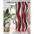 thumbnail image 3 of Abstract Wave Line Thermal Insulated Blackout Curtains for Bedroom 72 Length Gray Red Black Stripe Graffiti Room Darkening Curtain 1 Panel Grommet Window Curtain Drape for Living Room Nursery Room, 3 of 7