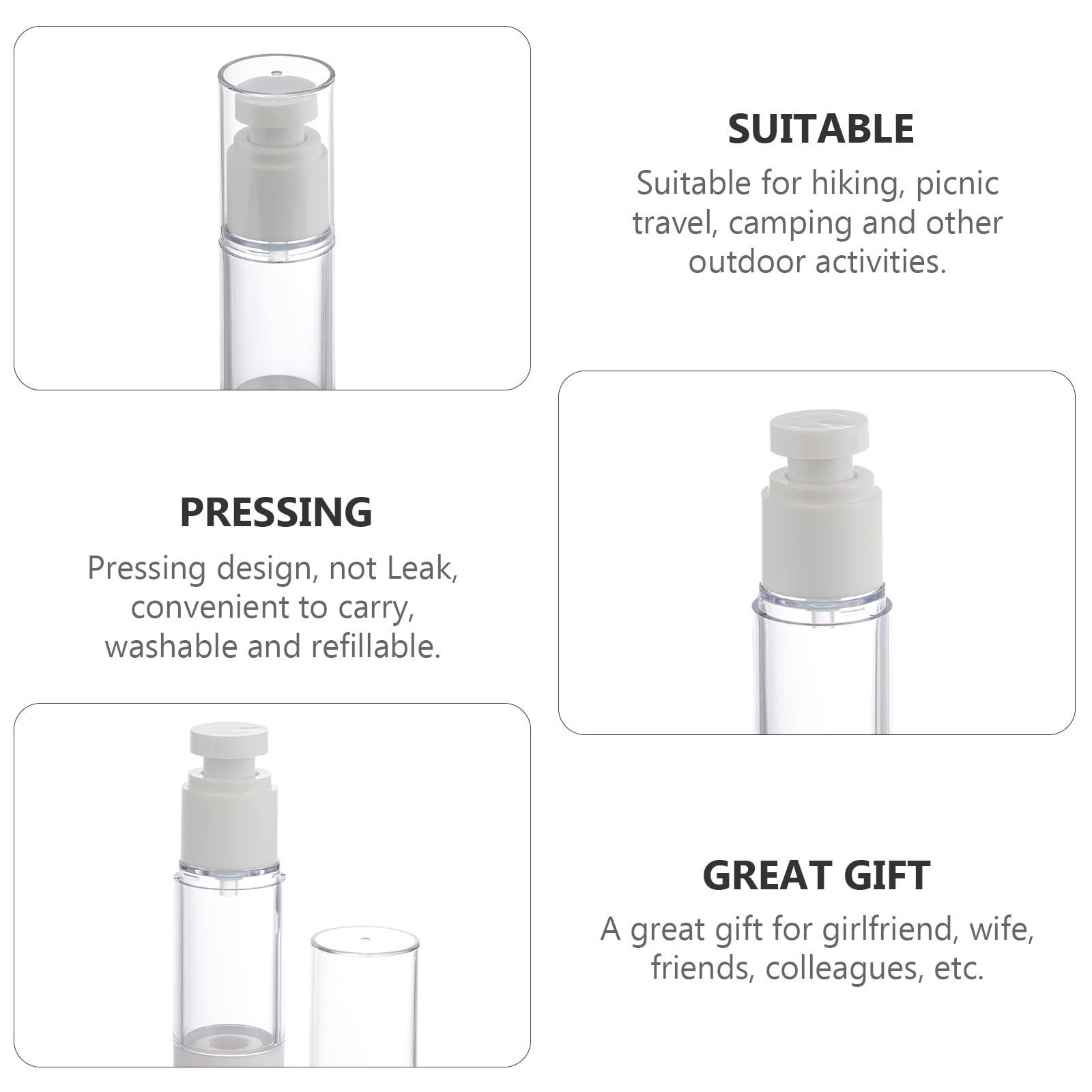 ROMANSENTIAL 10pcs Travel Refillable Bottle PP White for Outdoor Use and Activities