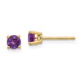 thumbnail image 1 of 14k Yellow Gold 4mm Amethyst Stud Earrings Birthstone February Gemstone, 1 of 7