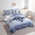 thumbnail image 4 of Manfei Blue Square Aztec 7pcs Bedding Comforter Set for Adult, Tribal Western Bohemian Queen Bedding Sets, Glitter Mandala Hippie Style Reversible Queen Sheet Sets, Microfiber Bedroom Decor, 4 of 8