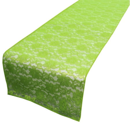 

Light Weight Floral Sheer Lace Table Runner / Wedding Table Top Décor (Pack of 8) Lime Green