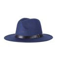 thumbnail image 1 of Qarigey Sombrero de ala ancha de fieltro, gorro Vintage para mujer, gorro cálido de invierno, accesorios de ropa de viaje para fiestas Sombreros azul, 1 of 8