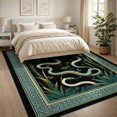 thumbnail image 3 of ODIKA 8'x10' Washable Area Rug Durable, Non-Slip Snake Forest Layout Botanical Emblems Scroll Border Boho Vintage for Living Room, Under Sectional, Family, 3 of 7