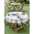 thumbnail image 5 of Outdoor Tablecloth with Umbrella Hole Zipper Blue Painting Floral Round Tablecloth 60" Waterproof Outside Table Cloth Farmhouse Flowers Classic Patio Table Cover Tablecloths for Picnic Party, 5 of 8