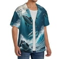 thumbnail image 2 of Fotbe Ice Blue Ocean Cute Dolphin A Camisa Estampada de Manga Corta para Hombre, Casual de Verano, Estilo Playero, Sin Arrugas-XX-Large, 2 of 5