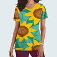 thumbnail image 2 of Nmnitkp Scrubs Tops for Women Sunshine Sunflower Print Scrub Tops Comfortable and Practical Women Tops V-neck Short Sleeved Pocket ,Scrub Tops Women Stretchy, 2 of 5