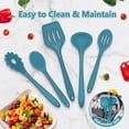 thumbnail image 7 of Walchoice 5 Pcs Silicone Cooking Utensils Set, Heat-Resistant Kitchen Utensils Set, Food-Grade Kitchen Tools, Soup Ladle, Slotted Spoon, Slotted Turner, Spoon, Pasta Server - Blue, 7 of 7