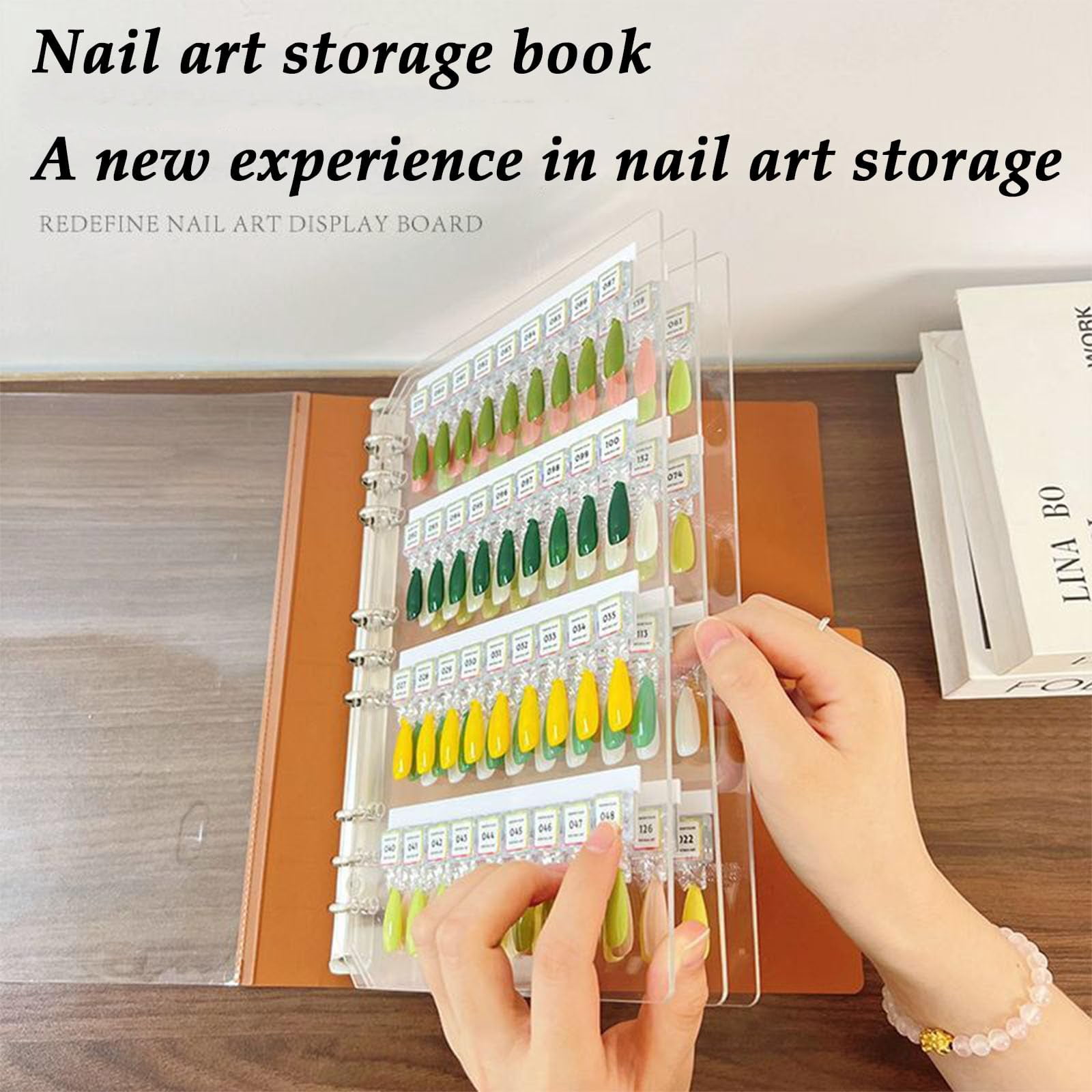 Magnetic Nail Swatches Book, 2025 New DIY Separable Magnetic Tips Nail Color Swatchs Easy Preview & Storage (Apricot, 180 colors)