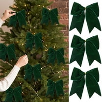 15 Pcs Velvet Bows for Christmas Tree - 6 Inch Vintage Velvet Ribbon Christmas Bows for Gift Wrapping Xmas Tree Topper Bow Ornaments for Garland Wreath Bows Decor (Dark Green)