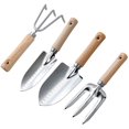thumbnail image 1 of Juego de herramientas de jardín - Juego de herramientas manuales de jardín de 4 piezas resistentes con mango de madera, juego de trabajo de jardinería de calidad con cabeza de acero inoxidable, regalo de jardín perfecto para mujeres, hombres Vhermosa Herramientas Manuales, 1 of 8