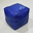 thumbnail image 2 of Square Shaped Goat Leather Handmade Eco-Friendly Blue Pouf - Square Shape Pouf, 16" x 16" x 16", Plain Solid Pouf, Goat Leather Pouf, Recycled Foam with Fibre Fill Stuffed Pouf, Leather Seating Pouf, 2 of 7